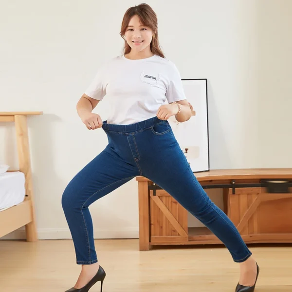 Women  Jeans for Curvy  Elastic Waist Stretchy Denim Pants Tummy Control Mom Jeans 4XL ouc551 - Image 5