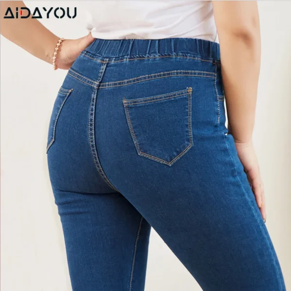 Women  Jeans for Curvy  Elastic Waist Stretchy Denim Pants Tummy Control Mom Jeans 4XL ouc551 - Image 4