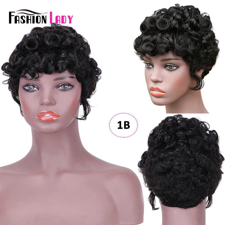 Short Human Hair Wigs For Black Women Cheap Curly Human Hair Wig FASHION LADY HAIR Short Pixie Cut Hair Wig With Curl Remy - Image 7