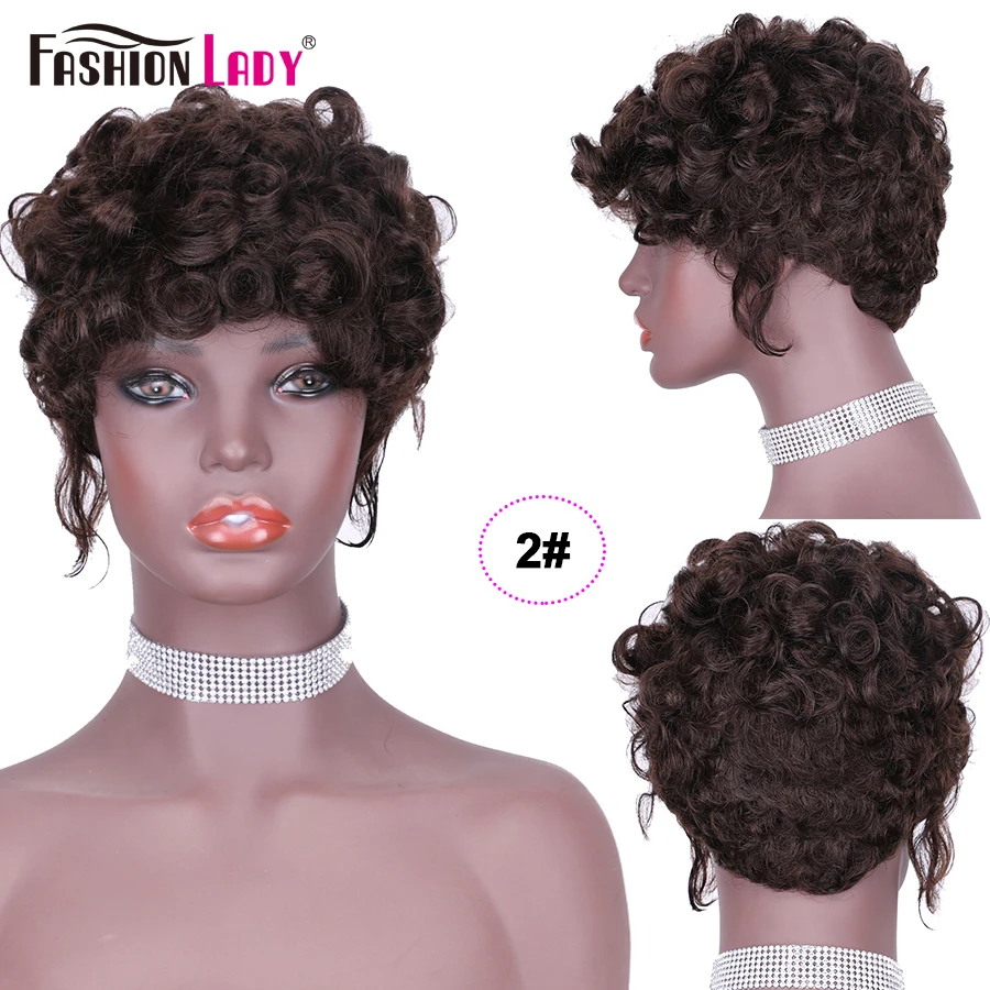 Short Human Hair Wigs For Black Women Cheap Curly Human Hair Wig FASHION LADY HAIR Short Pixie Cut Hair Wig With Curl Remy - Image 8