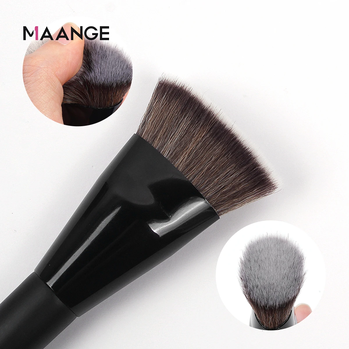 MAANGE Single Flat Round Tube Flat Head Foundation Brush With Box Powder Blush Concealer Makeup Brush Skin-friendly Makeup Tool - Image 4