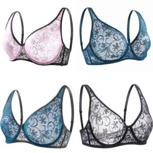 Womens Underwear Lace Bras Underwire BH Hollow Out Embroidery Elegant Casual Sexy Lingerie Tops Plus Size Brassiere