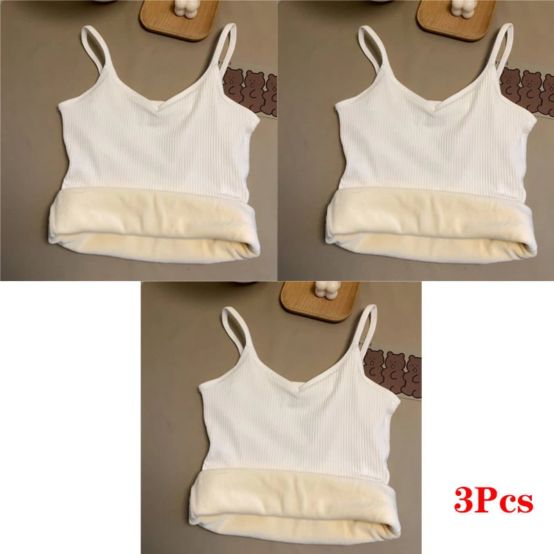 Women Winter Warm Underwear Solid Color Thermal Casual Nightwear Sexy Elasticity Female Thin Velvet T-shirt Sleeveless Tops - Image 7