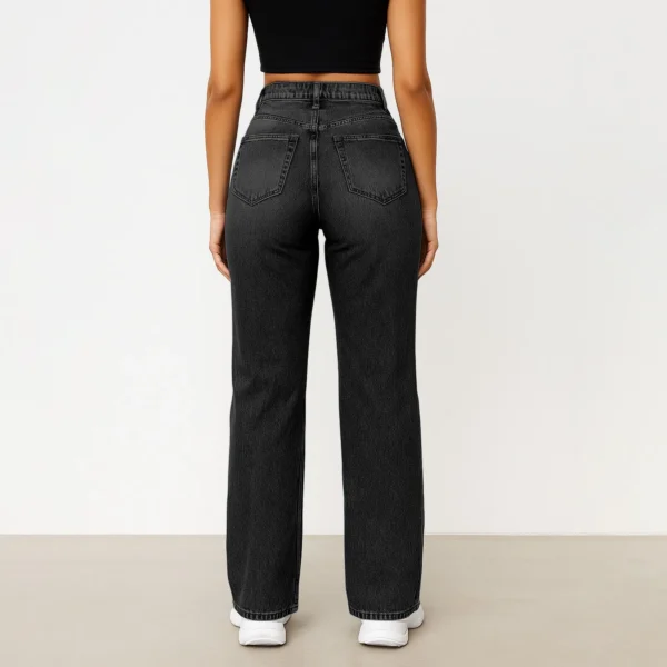 Women Fashion Trend Jeans Casual Straight Loose Flared Denim Trousers Classic Solid Color Elegant High-Waisted All-Match Pants - Image 6