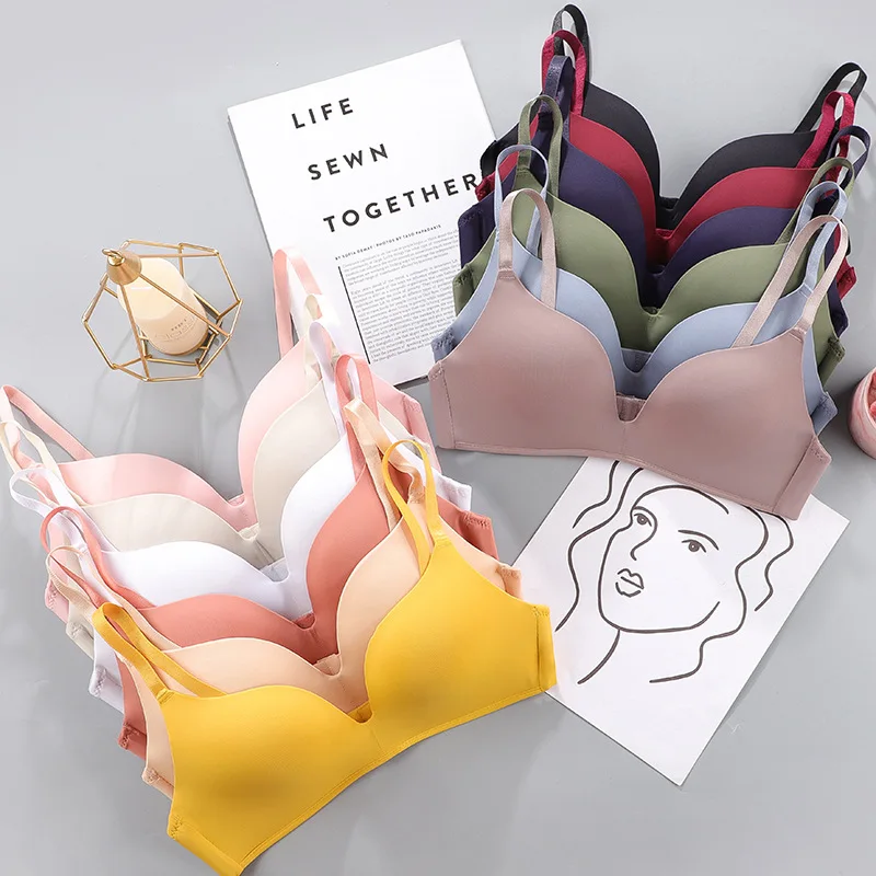 Women Seamless Bra Sexy No Wire Push Up Underwear Girls Students Breathable Thin 10 Colors Bras Female's Bra Breathable Gathered - Image 3