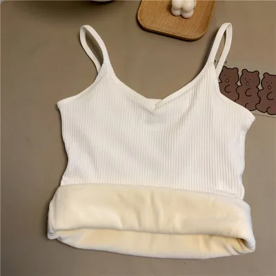 Women Winter Warm Underwear Solid Color Thermal Casual Nightwear Sexy Elasticity Female Thin Velvet T-shirt Sleeveless Tops - Image 11