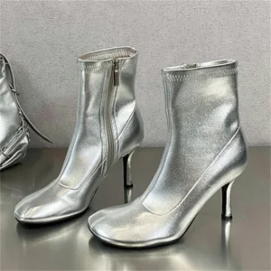 Eilyken SEXY Round Toe Women Ankle Boots Concise Thin High Heels Spring Autumn Shoes Fashion Side Zipper Short Booties