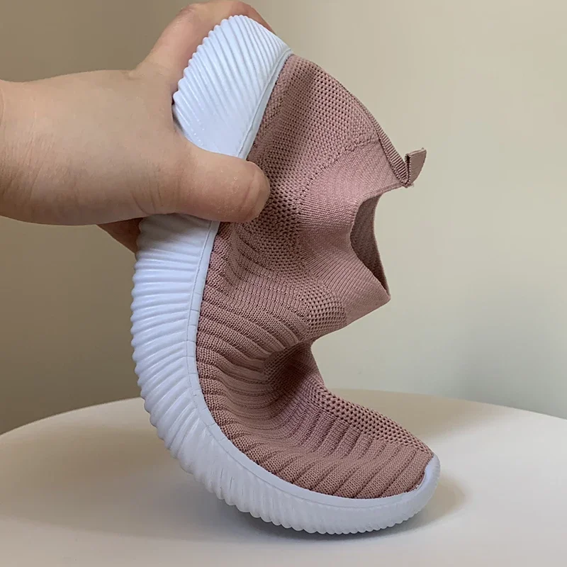 Knitted Sneakers for Women 2024 Autumn Slip on Breathable Mesh Casual Shoes Woman Flat Heels Plus Size Loafers Zapatos Mujer - Image 5