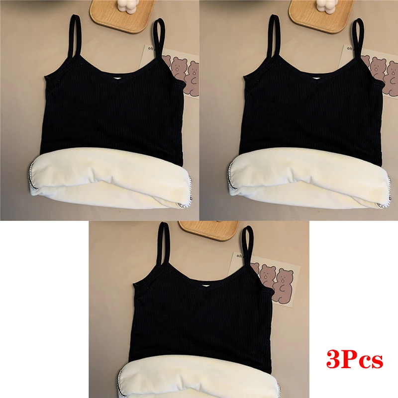 Women Winter Warm Underwear Solid Color Thermal Casual Nightwear Sexy Elasticity Female Thin Velvet T-shirt Sleeveless Tops - Image 8