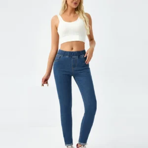 Women  Jeans for Curvy  Elastic Waist Stretchy Denim Pants Tummy Control Mom Jeans 4XL ouc551