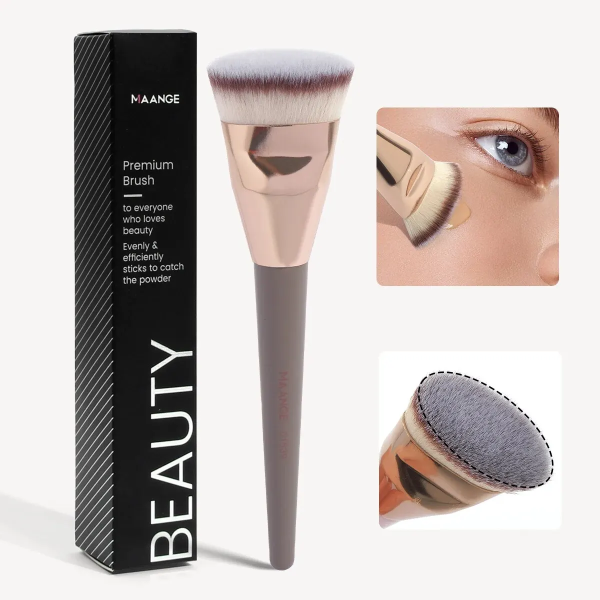 MAANGE Single Flat Round Tube Flat Head Foundation Brush With Box Powder Blush Concealer Makeup Brush Skin-friendly Makeup Tool - Image 9