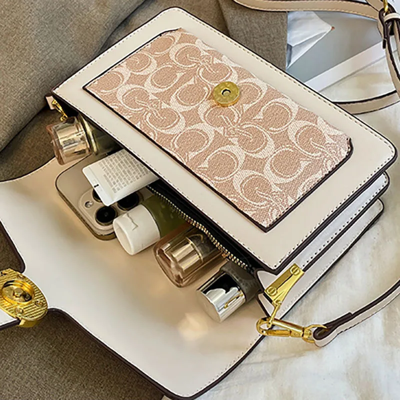 Women Bags Elegant Underarm Bag Letter Print Single Shoulder Crossbody Bag PU Leather Small Messenger Bag Flip Women's Handbags - Image 5