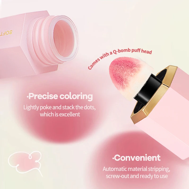 TVLV 4 Colour Matte Liquid BlushEasy to apply long lasting waterproof blush sponge brush head - Image 2