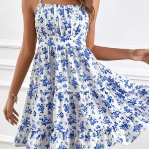 New Women Summer Floral Spaghetti Strap Sexy Dresses,Mini Dress,Beach Dress,Woman Clothing,Short Dresses,Clothes,Sundress