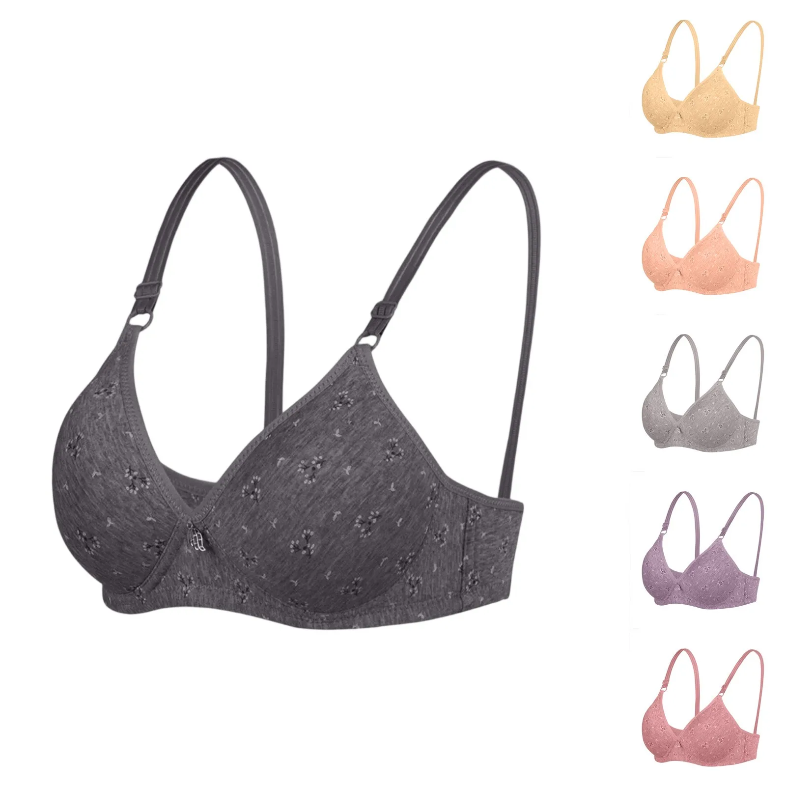 Women'S Underwear Traditional Style Thin Cup No Wire Sexy Printed Pure Cotton Soft Cotton Bra Close-Fitting Loose Accessories - Image 2