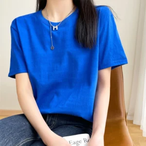 Women T-shirts 2025 Tops Solid Short Sleeve Loose O-neck Cotton Casual Ladies Shirts Harajuku Korean Summer Woman Tshirts