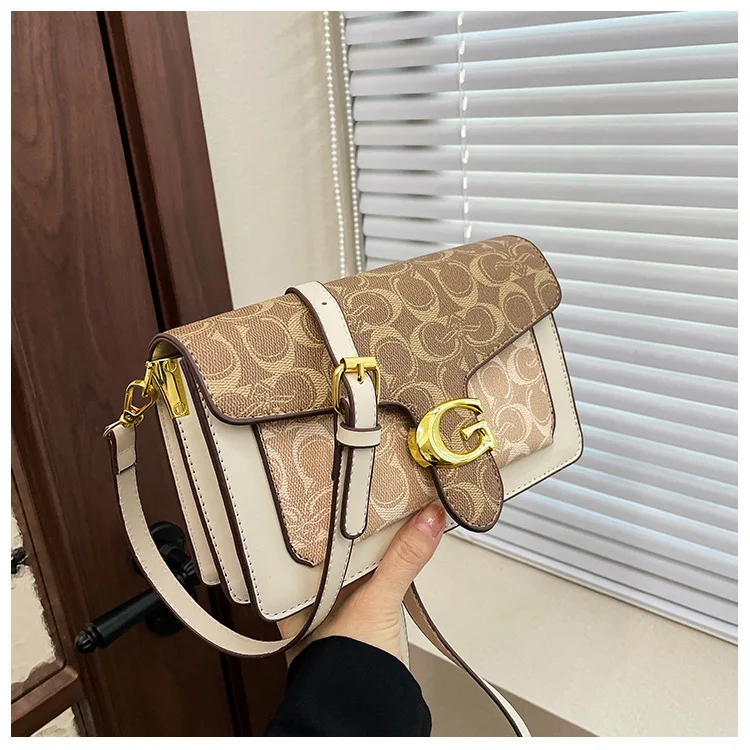 Women Bags Elegant Underarm Bag Letter Print Single Shoulder Crossbody Bag PU Leather Small Messenger Bag Flip Women's Handbags - Image 9