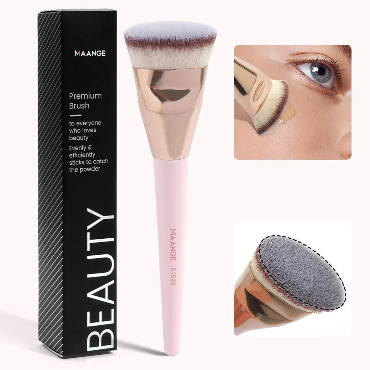 MAANGE Single Flat Round Tube Flat Head Foundation Brush With Box Powder Blush Concealer Makeup Brush Skin-friendly Makeup Tool - Image 12