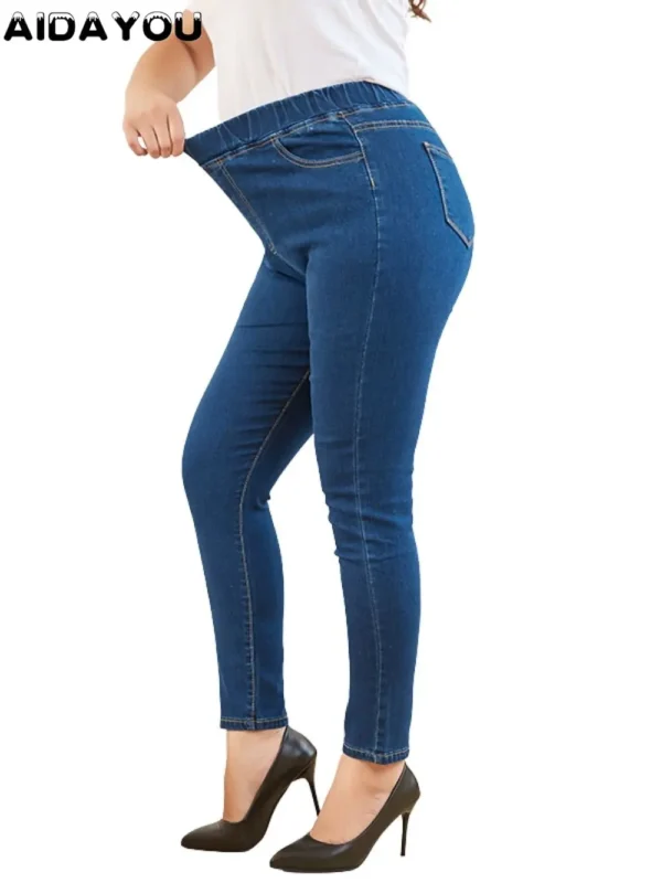 Women  Jeans for Curvy  Elastic Waist Stretchy Denim Pants Tummy Control Mom Jeans 4XL ouc551 - Image 2