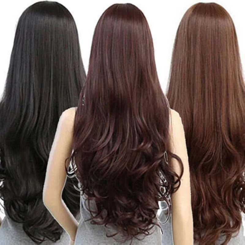 Women Long Curly Wavy Full Wig Gold Black Brown Hair Cosplay Party Wig - Image 5