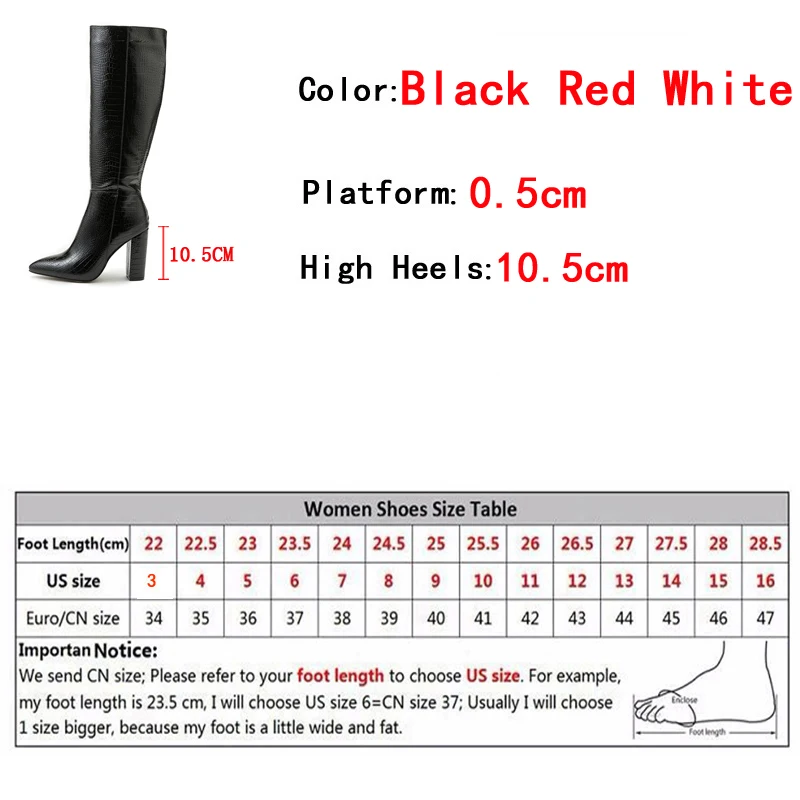 Liyke Fashion White Women Knee High Boots Sexy Snake Print Leather Pointed Toe Square Heels Ladies Long Booties Zip Female Shoes - Image 6