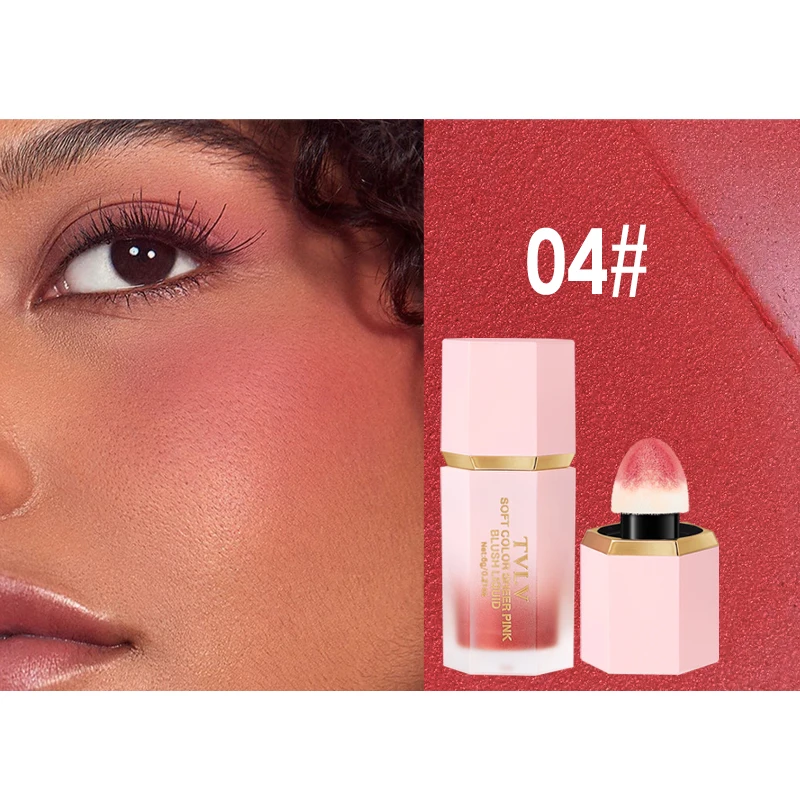 TVLV 4 Colour Matte Liquid BlushEasy to apply long lasting waterproof blush sponge brush head - Image 7