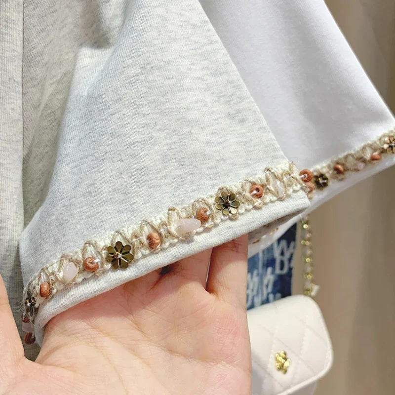 2025 Women T-Shirts Short Sleeved Tees Casual New White Tops Women's Tee Embroidery Fashion Ladies Cotton Shirts Tees Tops - Image 6
