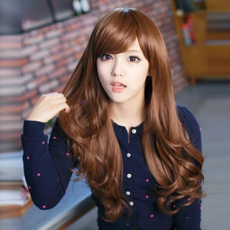 Women Long Curly Wavy Full Wig Gold Black Brown Hair Cosplay Party Wig - Image 4