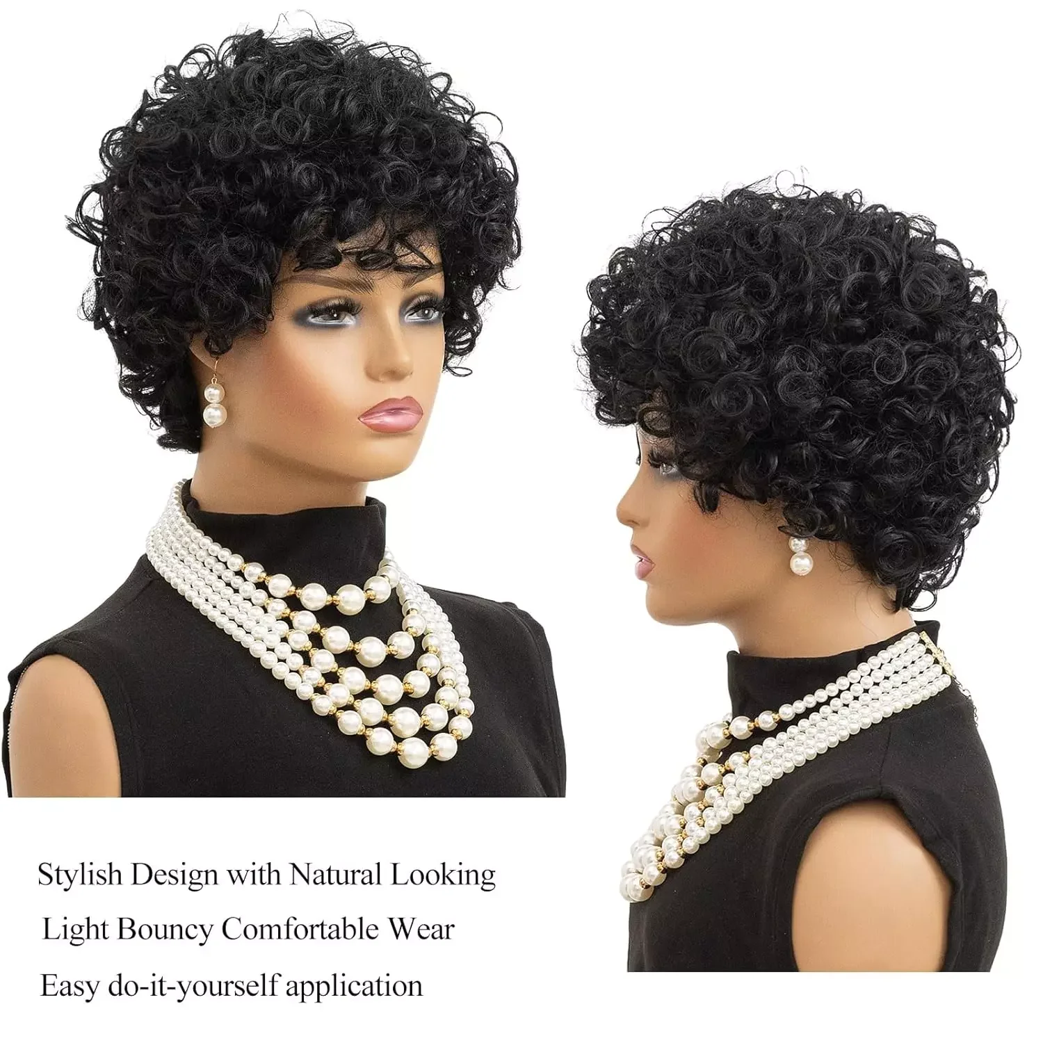 Curly Human Hair Short Wigs for Women Pixie Cut Water Wave Human Hair Wigs for Black Women Machine Made Brazilian Hair Wig sale - Image 2