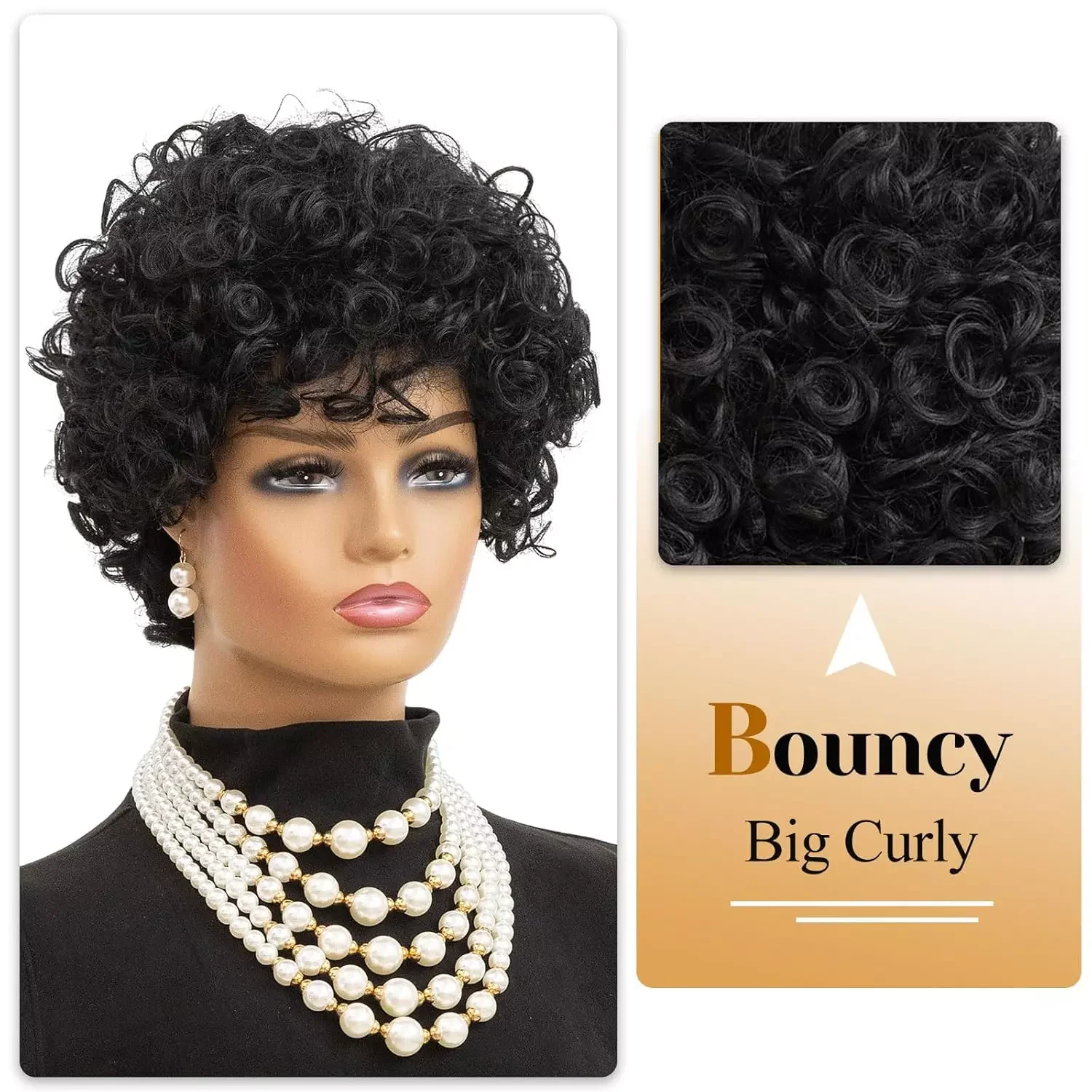 Curly Human Hair Short Wigs for Women Pixie Cut Water Wave Human Hair Wigs for Black Women Machine Made Brazilian Hair Wig sale - Image 3