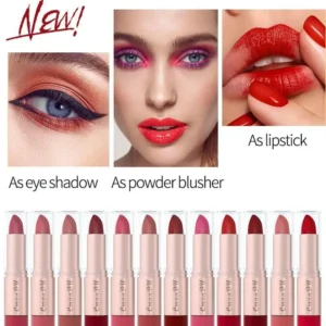 3 Piece Lipstick, Lipstick & Lipgloss 2 in 1 Set Long lasting, non-sticky, smudge proof for a sophisticated look.