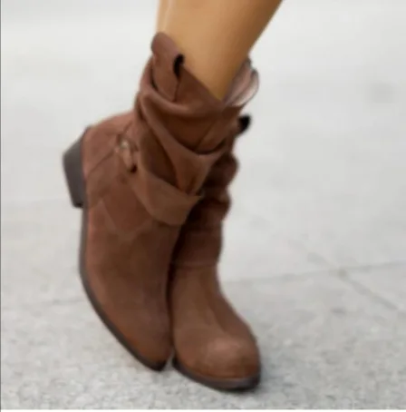 Women Ankle Boots Winter Fashion Low Heel Suede Female Shoes Classic Brown Black Lightweight Soft Comfortable Plataforma Mujer - Image 8