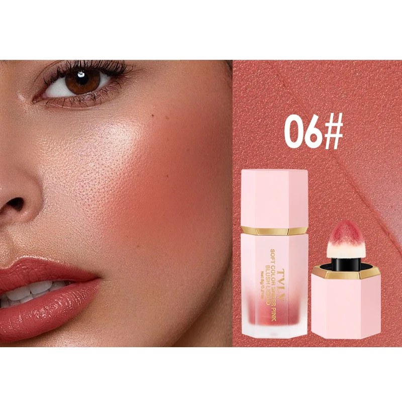 TVLV 4 Colour Matte Liquid BlushEasy to apply long lasting waterproof blush sponge brush head - Image 8