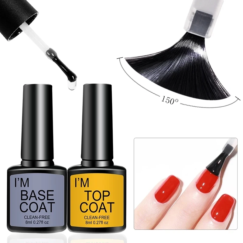 Nail Art Kit With 4 Pcs/Set Base Coat And Top Coat LED Light Curing Quick-drying Transparent Glossy Mirror Lasting Nail Art Gel - Image 2