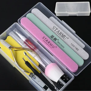 Nail Art Storage Box Nail Accessories Organizer Cuboid Plastic Container Packaging Case for Nail Brush File Manicure Tools
