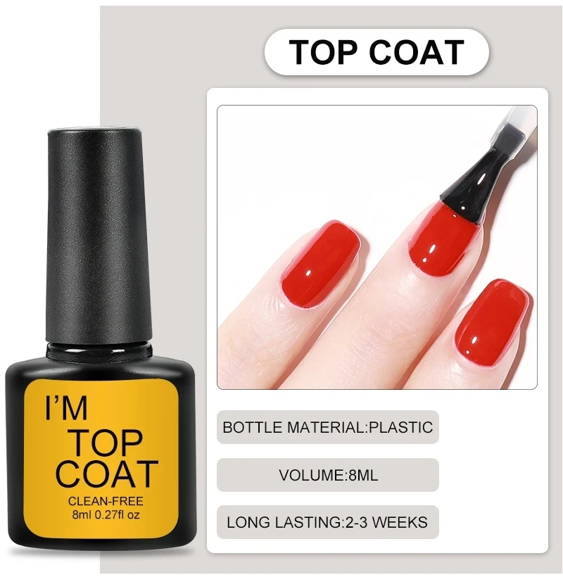 Nail Art Kit With 4 Pcs/Set Base Coat And Top Coat LED Light Curing Quick-drying Transparent Glossy Mirror Lasting Nail Art Gel - Image 4